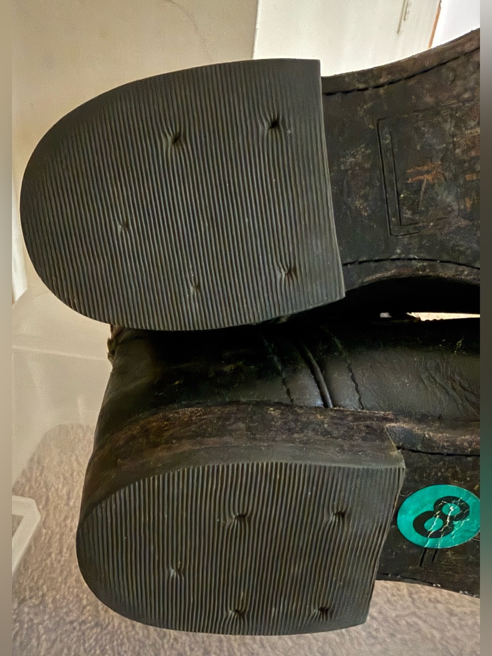 Frye Black Studded Distressed Leather Western Booties - Picture 7 of 9